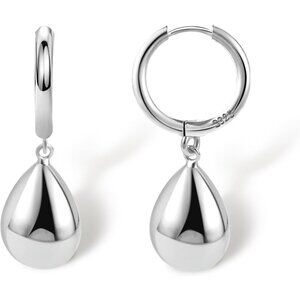 925 Sterling Silver  Dainty Teardrop Dangle Leverback Trendy Earrings for Women